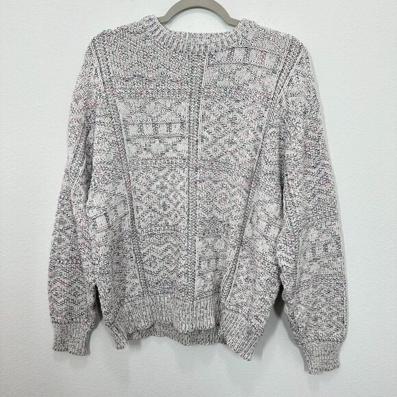 Isle of Cotton Womens Size XL Vintage Fair Isle Knit Sweater Cream Grey Blue USA - Picture 1 of 6